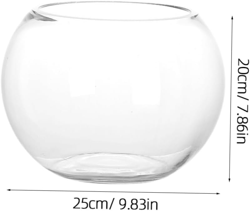 OUNONA Round Glass Fish Tank Decorative Desktop Aquarium for Bowl for Planting and Enhancing Your Space