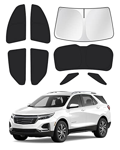 Image of Canvcle Sunshades for 2018-2024 Chevrolet /Chevy Equinox Accessories Windshield Sunshade Side Rear Windows Sun Visor Privacy Protection Keep Vehicle Cool Black 8PCS