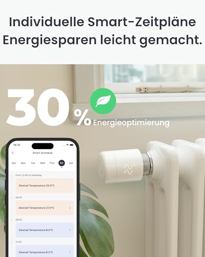 SwitchBot Smart Heizkörperthermostat, Bluetooth-Thermostat mit App-Streuerung&Zeitplanung, Energieseinparung, Einfache Installation, kompatibel mit Alexa, Apple Home&Home Assistant (Hub Erforderlich)