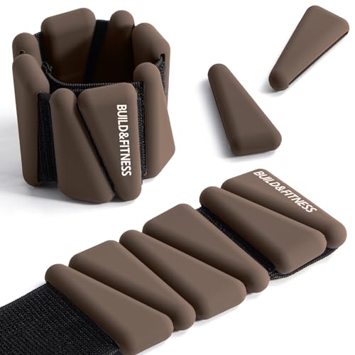Wrist & Ankle Weights, Adjustable Bands for Women & Men Workouts, Set of 2 – 2lb or 4lb (1lb or 2lb each strap) Ideal for Runs, Jogs, Walks, Yoga, Dance, Pilates, Cardio, Aerobics, Strength Training (Brown, 2LB (1LB each))