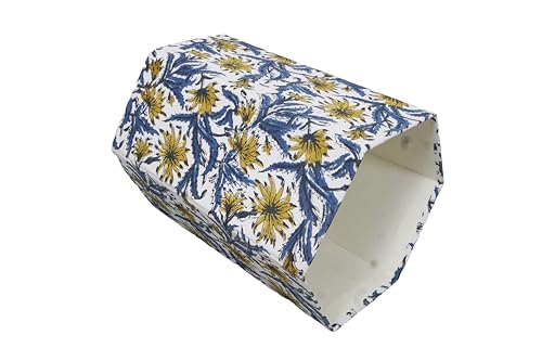 Image of 3.3 Gallon Cotton Hand Block Printed Paper Waste Basket |Small Decorative Trash Can for Housewarming Gifts in Living Room, Bedroom, Bathroom | Eco-Friendly, Plastic-Free (1, Blue Yellow FLOWAR)