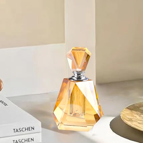 14ml Champagne Gold Crystal Perfume Bottle,Seamless High-Clarity Design,Refillable Travel & Vanity Decor,Luxury Gift3