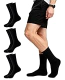 DASHUI 3 Paar Diabetiker Kniestrümpfe Herren Damen, Lange Socken Ohne Gummibund und ohne Naht, Venenfreundliche Wintersocken Bambus Diabetiker, Schwarze Kompressionssocken für geschwollene, 39-46