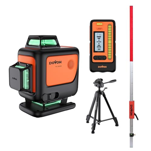 DOVOH 4D Laser Level 360 Self Leveling with Receiver, Tripod, Grade Rod, Class Ⅱ