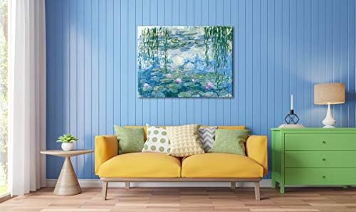 Wieco Art - Water Lilies by Claude Monet Oil Paintings Flowers Reproduction Giclee Canvas Prints Modern Landscape Artwork Picture Printed on Canvas Wall Art for Home Office Decorations