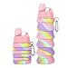 Mfacl 500ml Składany kubek Folding Camping Cup Butelka Wody Wielokrotnego użytku BPA. Miękka kolba Podróż Przenośna Travel Free Butelka napojów silikonowych (Color : Camo pink A, Size : 500ml)