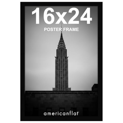Image of Americanflat 16x24 Poster Frame - Black Engineered Wood with Polished Plexiglass - Wide Picture Frame for Vertical or Horizontal Wall Display - Epic Collection - Black