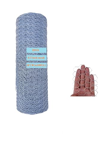 22GA Galvanized 16 in x 100 ft x 1/2 in Mesh Chicken Wire Hexagonal Poultry Netting for DIY Crafting, Pet Cages, Edge Fencing, Lawn Netting