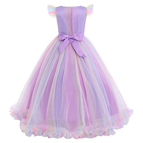 Girls Embroidery Flower Lace Long A Line Pageant Dress Floor Length Princess Prom Tulle Maxi Gown for Wedding Party Birthday3