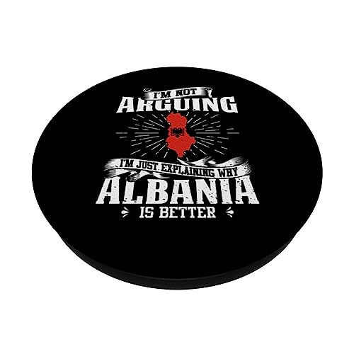 Albania Albanian Roots Albanian Heritage Proud Albanians PopSockets Swappable PopGrip, Black - Image 2