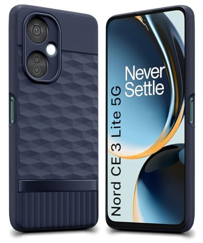 Image of WOW IMAGINE Back Cover for 1+ OnePlus Nord CE 3 Lite 5G with Hexa Cube Design | Ultra Slim Soft Rubberised Case | Inner Velvet Fabric | Matte Silicone Flexible Mobile Case | Camera Protection - Blue