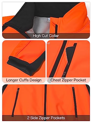 BERGRISAR Winter Thermal Cycling Jacket Mens Bike Bicycle Jacket Waterproof Windproof Fleece Windbreaker with 6 Pockets Orange L - Image 4