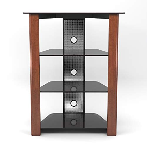 Ryan Rove Ashton Multi-Level Media Component Stand - Living Room Furniture, Home Theater System, Entertainment Center, Console Shelf and Storage Rack - Cable Management, Glass Shelves - Wood Cherry