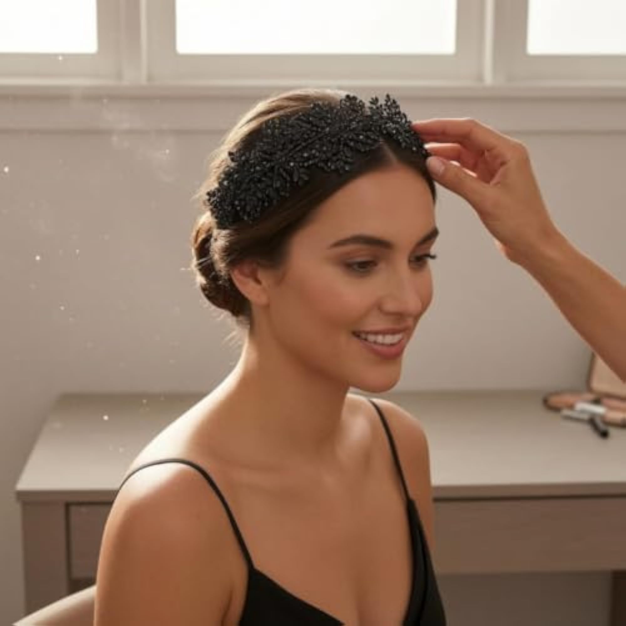 Rhinestone Headband with Hairpin, Ornate Crown