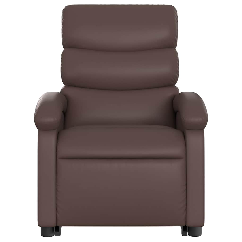 Sillón elevador reclinable con masaje de 6 puntos, función elevación eléctrica e inclinación manual hasta 135°, estructura estable de madera y metal, piel sintética