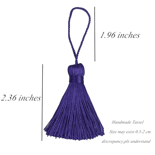 Image of 20Pcs 4.3 Inch Mini Craft Tassels for Earrings, DIY Crafts(Deep Purple) | Handmade soft terylene, 2-inch cord loop, small Chinese knot-for earrings, bookmarks, tags, souvenirs and DIY crafts.