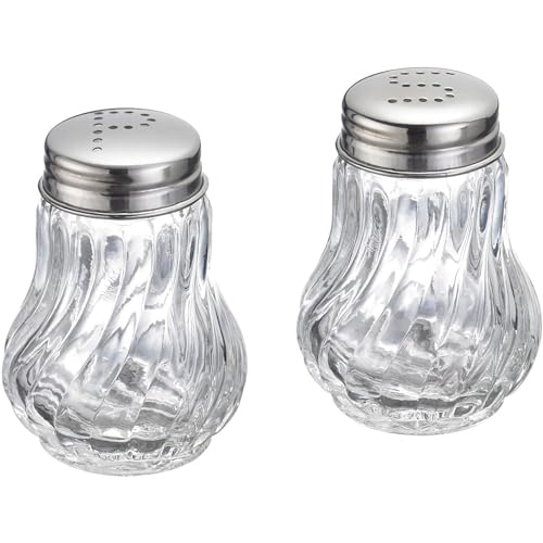 Westmark Juego de salero y pimentero, 2 piezas, Capacidad: 50 ml cada una, Vidrio/acero inoxidable, Berlin, Plateado/transparente, 65362270
