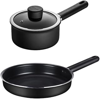 Juego de Utensilios de Cocina Sartén Negra con Tapa Colección de Cubiertos Utensilios de Cocina Cubiertos Utensilios de Cocina Suministros de Cocina antiadherentes (Color : Black, Size
