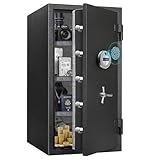 [Genuine Fireproof] 9.8 Cub Extra Large Biometric Waterproof Fireproof Safe for Home, [Dual Mode] 124 Lbs Heavy Duty Fire Proof Safe for Document Business Office
