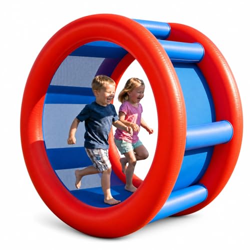Playland 67 Giant Inflatable Land Roller Wheel for Kids & Adults - 2 Person Human Hamster Wheel Durable PVC Outddor Rolling Toy for Backyard Beach & Lawn Games Supports 300 Lbs Ages 5+