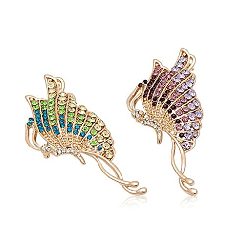 Brooch Colorful Rhinestone Purple Green Butterfly Brooches Zinc Alloy Enamel Pin Birthday Gift Bow Tie (Color : B, Size : One Size) #TOP1