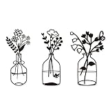 Metal Flowers Wall Decor Art Flower signs 14.2x8.8 Inch Set of 3 Sculpture for Patio Balcony Wall De