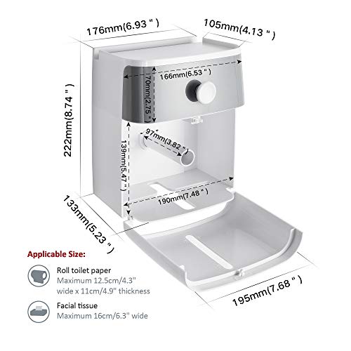 YOHOM Adhesive Toilet Paper Roll Holder with Storage Drawer Bathroom Tissue Box Wall Organizer Shower Facial Tissue Holder for Roll Toilet Paper - Thumbnail 5