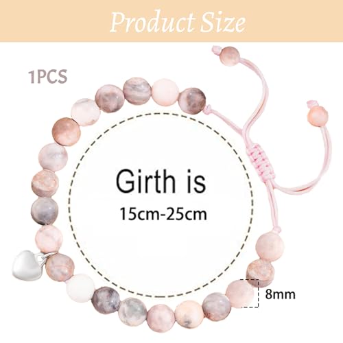 Roze Natuursteen Armband Sieraden Kaart Cadeaus voor Zusters Verjaardagscadeaus voor Meisjes Vriendschapsarmband Cadeaus voor beste vrienden - Afbeelding 3