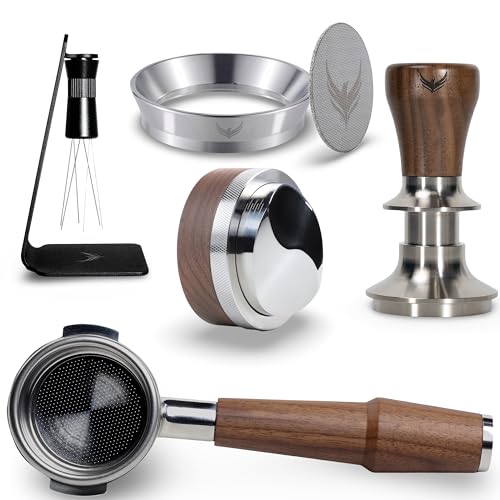 KNODOS 58mm Tamper Kit for E61 Group Head 6pcs Walnut Auto Tamper, Bottomless Portafilter 58mm...