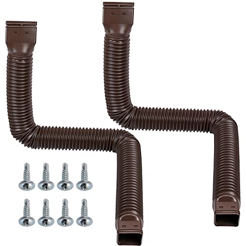Kaltell 2Pk Gutter Downspout Extensions, Rain Gutter Downspout Extender, Flexible Drain Pipe Diverter-Brown #TOP29