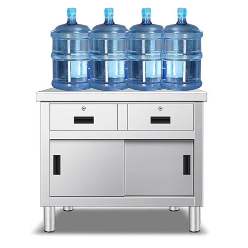 Kassierer-Schreibtisch aus Edelstahl mit Schublade, robuste Metall-Werkbank für Küche, Labor und Vorbereitung (100,1 x 60 x 80 cm) – und vielseitiger Tisch