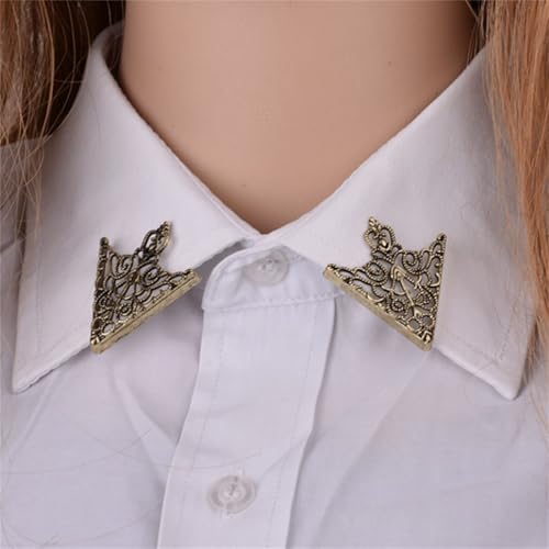Image of coadipress 2PCS Retro Hollow Triangle Collar Pins Brooch for Men Women Hollow Floral Shirt Suit Clothing Collar Angle Decoration Parts