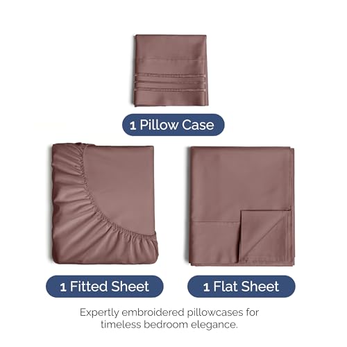 Image of Twin XL Size 3 Piece Sheet Set - Ultra Soft & Cooling Bed Sheets - Clay | Fits 8 Inch to 16 inch Mattress, Wrinkle Free & Fade Resistant with Deep Pockets, Breathable, Comfy Hotel Luxury Bedding