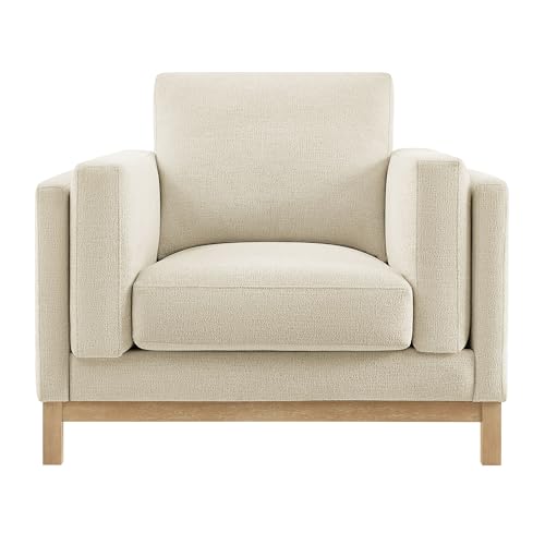 Sillón acogedor chenille marfil moderno miniatura 7