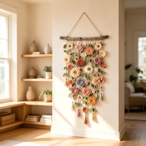 Decoración de pared de crochet ligera para renovar salones apagados