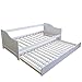 Homestyle4u Cadre en pin Massif Unique invité gigogne extractible pour Enfant Canapé-lit, Bois, Blanc, 206 x 98 x 30 cm