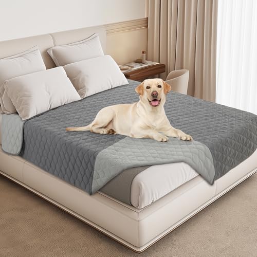 PICK FOR LIFE Hundedecke wasserdichte Waschbare Hunde Decke Wendbare Weiche Welpendecken für Bett Sofa Auto Grau (1 Pack, 97x190cm)