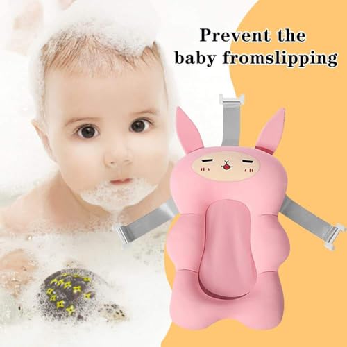 Image of Babies Bloom Baby Bath Seat Support Mat Foldable with Strap| Newborn Bathtub Pillow | Infant Anti-Slip Soft Comfort Body Cushion | Baby Gifts | Baby Products | Ideal for 0 to 3 Years (Pink)