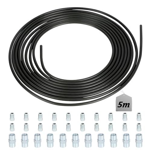 LALAGO Tubo de Freno, 5m Ø3/16' (4,75mm), Tubo de Freno de Acero Recubierto, Líneas de Freno de Repuesto Automotriz, Tubería de Línea de Freno General para Coche