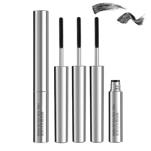 Máscara de ojos de hierro con cepillo de metal, sin cerdas, para extensión y cuidado natural, impermeable, de larga duración, sin grumos, para mujeres jóvenes y maduras (3 unidades)