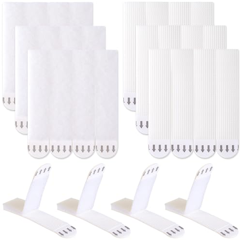 Image of HINZIC 12Pairs /24 Strips Picture Hanging Strips Heavy Duty, Adhesive Strips for Poster, Removable Picture Hangers No Damage Without Nails for Home Office Dorm Wall Picture Frame Decorations -White