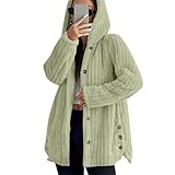 Genérico Abrigo Borrego Chaqueta Polar Elegante Abrigo Teddy Mujer con Capucha de Conejo Abrigos de Chaqueta Pelo Ropa de Invierno para Mujer Verde S