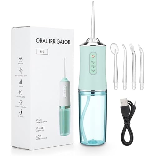 Image of Water Flosser with 3 Modes 4 Jets IPX7 | Cordless Waterproof Rechargeable Oral Irrigation Cleaner with 230ml Detachable Water Tank for Teeth Cleaning (Multicolor) (ORAL IRRIGATOR-A9, Standed)