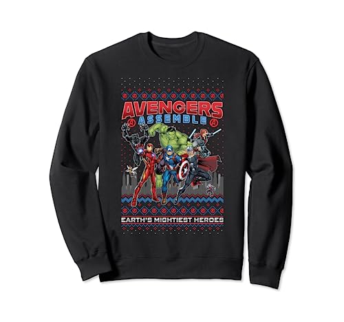 Sweatshirt Marvel Avengers Assemble Earth's Mightiest Heroes en Coton Gris