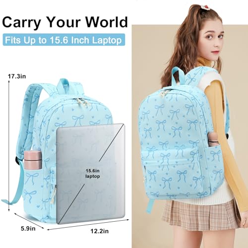 Image of LOIDOU Backpack for Girls School Backpacks Bookbags for Elementary Middle School Women Laptop Backpacks (Bow Tie BLUE, L-17)