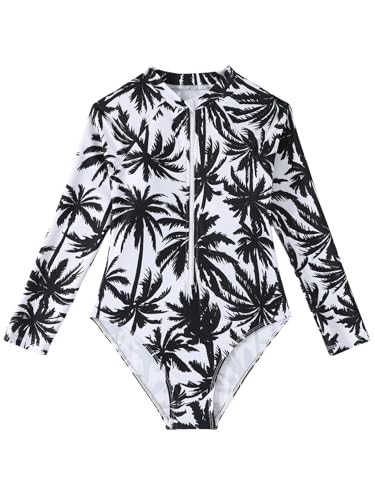 Image of SEGT Girl's One Piece Rash Guard Long Sleeve Swimsuits Bathing Suit