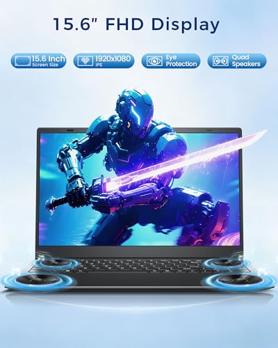 Image of Laptop Computer, 15.6 Inch Laptops with 8GB RAM 128GB SSD, Pentium Gold 6500Y (Up to 3.4GHz), FHD IPS Screen, USB 3.2, USB C, HDMI, Numeric Keypad, Lightweight Laptop for School, Work and Home