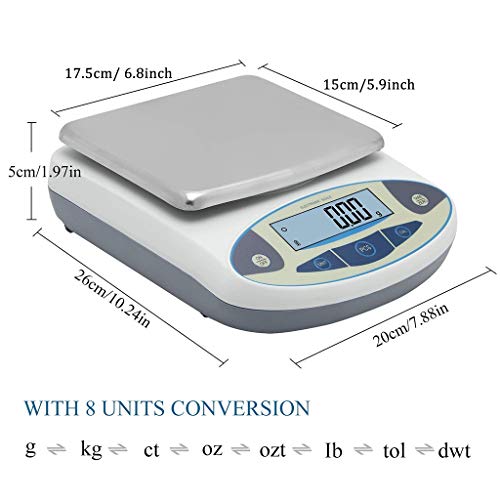 Bilancia analitica Digitale di Alta precisione con Display LCD, Ideale per Laboratorio scientifico, compatta e precisa, per misurazioni e Test (15 kg/0,1 g).