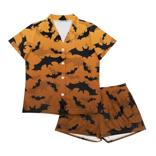 Image of Women's Short Sleeve Sleepwear Pajamas Nightwear with Pockets | skin-friendly breathable material resists pilling fading and deformation after repeated washing