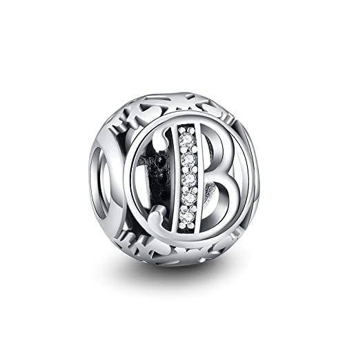 Tizu 925 Sterling Silver Letter B Charms For Pandora Bracelets Alphabet Initial Beads Charms Jewelry Gift For Women #TOP1